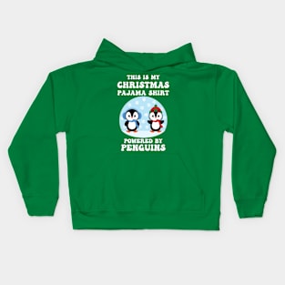 Christmas Pajama Shirt Powered by Penguins Kids Hoodie